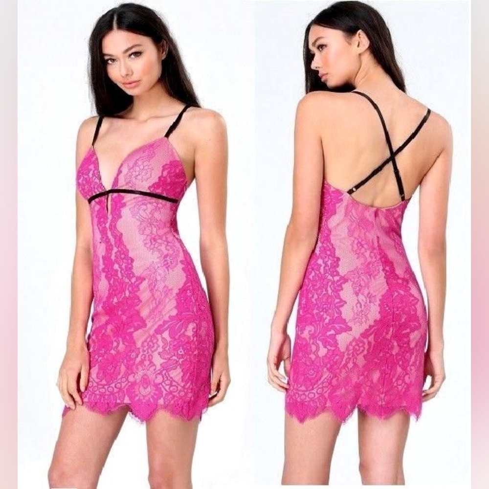 Bebe Pink Lace Chemise Dress